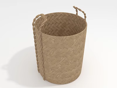 Woven Brown Storage Basket With Handles For Home Decor And Organization 3d model
