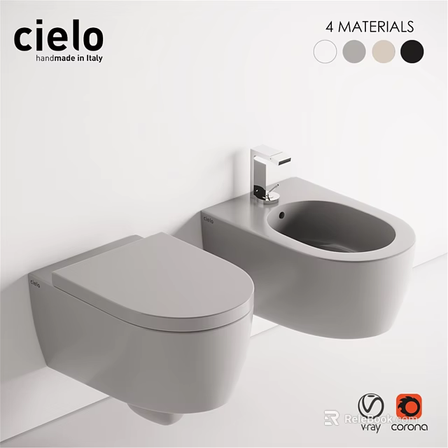 Modern Wall Mounted Gray Toilet Design With Sleek White Wall Background 3d model 