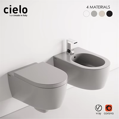 Modern Wall Mounted Gray Toilet Design With Sleek White Wall Background 3d model