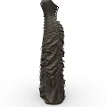 Stylish Dark Long Ruffled Dress With Hooded Collar And Flowy Silhouette