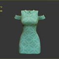 Stylish Turquoise Off Shoulder Dress With Geometric Circular Patterns For Fashionable Casual Wear