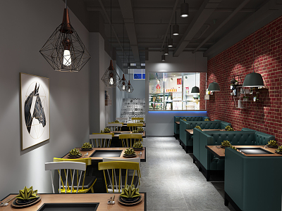 Industrial LOFT Hot Pot Shop 3d model