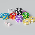 Colorful Poker Chips with Numbers and Dice for Card Game Entertainment