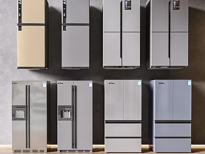 Modern Refrigerator Freezer Display with Various Designs Colors and Style Options 3d model