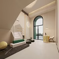 Modern Beauty Hair Salon Interior With Stylish Sofas Staircase And Ambient Lighting