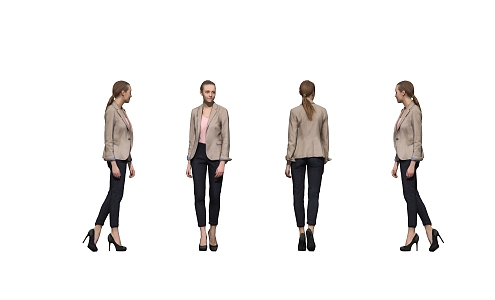 Fashion Women Business Office Characters Temperament Beauty Standing Posture Women 3d model