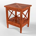 Wooden Side Table with Cross Pattern Top Drawer and X Shaped Legs