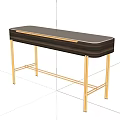Modern Wooden Desk With Golden Metal Legs Three Drawers And Storage Design