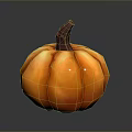 Ripe Orange Pumpkin With Smooth Striped Skin And Brown Stem 3d model