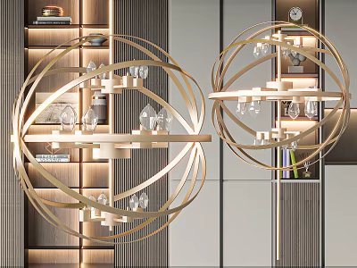 Modern Luxury Spherical Chandelier With Golden Frame And Glass Bulbs For Interior Decor 3d model