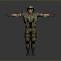 A Man In Military Uniform With Helmet Standing Arms Outstretched Full Body View