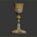 Elegant Household Decorative Cup With Golden Body Silver Base And Tall Stem