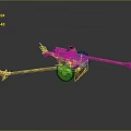 Military Artillery Gun with Camouflage Pattern Wheels and Long Barrel