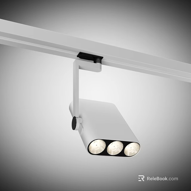Modern Track Mounted Downlight Spotlight With Three Bulbs And White Finish 3d model