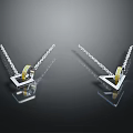 Modern Minimalist Triangle Pendant Necklaces With Silver Chain And Gold Circle