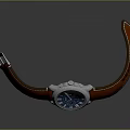 Stylish Everyday Wristwatch With Blue Dial Brown Leather Strap And Silver Case
