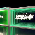 Modern Illuminated Passage Design With Green Neon Light Strips And Reflective Floor Surface