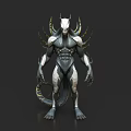Fierce Sci Fi Creature Character 3D Model With Muscular Body And Spiked Appendages