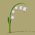 White Bell shaped Lily of the Valley Flowers on Green Stem with Shadow