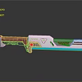 Futuristic Sci Fi Weapon With Red Handle White Blue Body And Modern Design