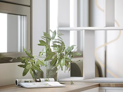 Modern Bedroom Interior With Cozy Bed Green Plants And Natural Light 3d model