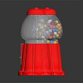 Red Commercial Gumball Machines With Transparent Globe And Coin Mechanism Design