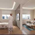 Medical Ward Interior With Healthcare Staff Patient TV Sofa Window And City View