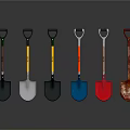 Assorted Color Hand Shovels As Essential Hardware Tools For Gardening And Construction 3d model
