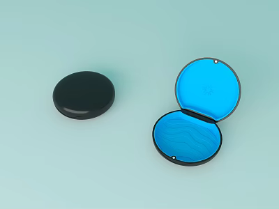 Round Black And Blue Bathroom Accessories With Open Closed Wave Pattern Design 3d model