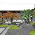 Japanese landscape sketch landscape tree 3d model