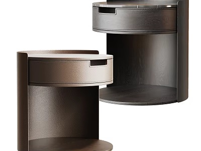 Modern Contemporary Bedside Tables With Leather Drawers And Wooden Frame 3d model