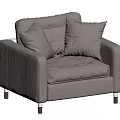 Modern Light Gray Single Sofa With Soft Fabric Cushion Armrest And Pillows