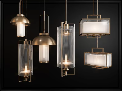 Modern Luxury Brass And Glass Pendant Lights With Different Design Styles 3d model