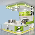 Panda Tea Shop Interior With Green Counter And Panda Logo Drink Menu