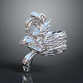 Silver Bird Shaped Clothing Accessory With Intricate Feather And Wing Design For Elegant Fashion Decor