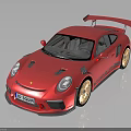 Pink Sports Car With Rear Spoiler Golden Wheels And Stylish Design