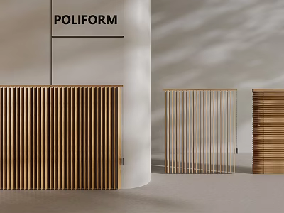 Poliform Modern Wooden Slat Partition Interior Design Three Different Styles 3d model