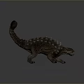 Detailed 3D Ankylosaurus Dinosaur Model With Spiked Back And Clubbed Tail On Gray Background