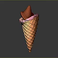 Baby Sleeping in Orange Ice Cream Cone With Red Scoop and Pink Rim