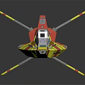 Sci Fi Spaceship Model With Yellow Red And Gray Streamlined Futuristic Design