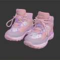 Cute Pink High Top Children's Shoes With Patterned Design And White Sole