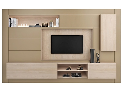 Modern TV background cabinet TV background wall model