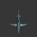 Blue Shark 3D Model With Sleek Body Distinctive Fins And Long Tail On Dark Background