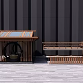 Outdoor Wooden Pavilion With Solar Panel Roof Circular Opening And Wooden Railings Platform