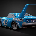 Blue Animated Race Car With Number 43 Dynaco Logo And Rear Wing