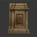 Classical Stone Carving Decorative Structure With Floral Pattern And Base Design 3d model