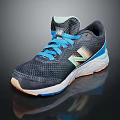 New Balance Running Shoes With Dark Gray Mesh Upper Blue Laces And White Orange Sole