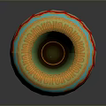 Handcrafted Carved Vase Sculpture With Yellow Green Red Decorative Patterns And Base