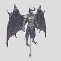 Demonic Fantasy Game Movie Character With Horns Wings And Scepter
