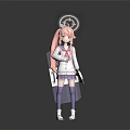 Pink Haired Anime Character In School Uniform With Angelic Halo And Small Creature